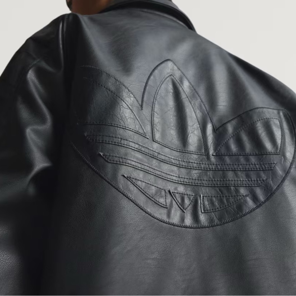 NWT Adidas Santiago Black Oversized Pleather Jacket Size Medium - Picture 4 of 5